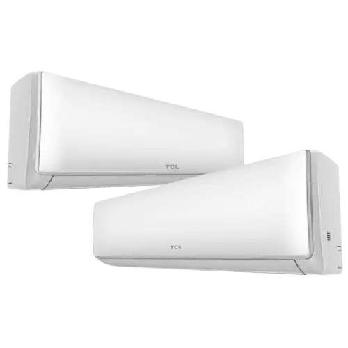 Twee witte TCL airconditioning binnenunits voor wandmontage